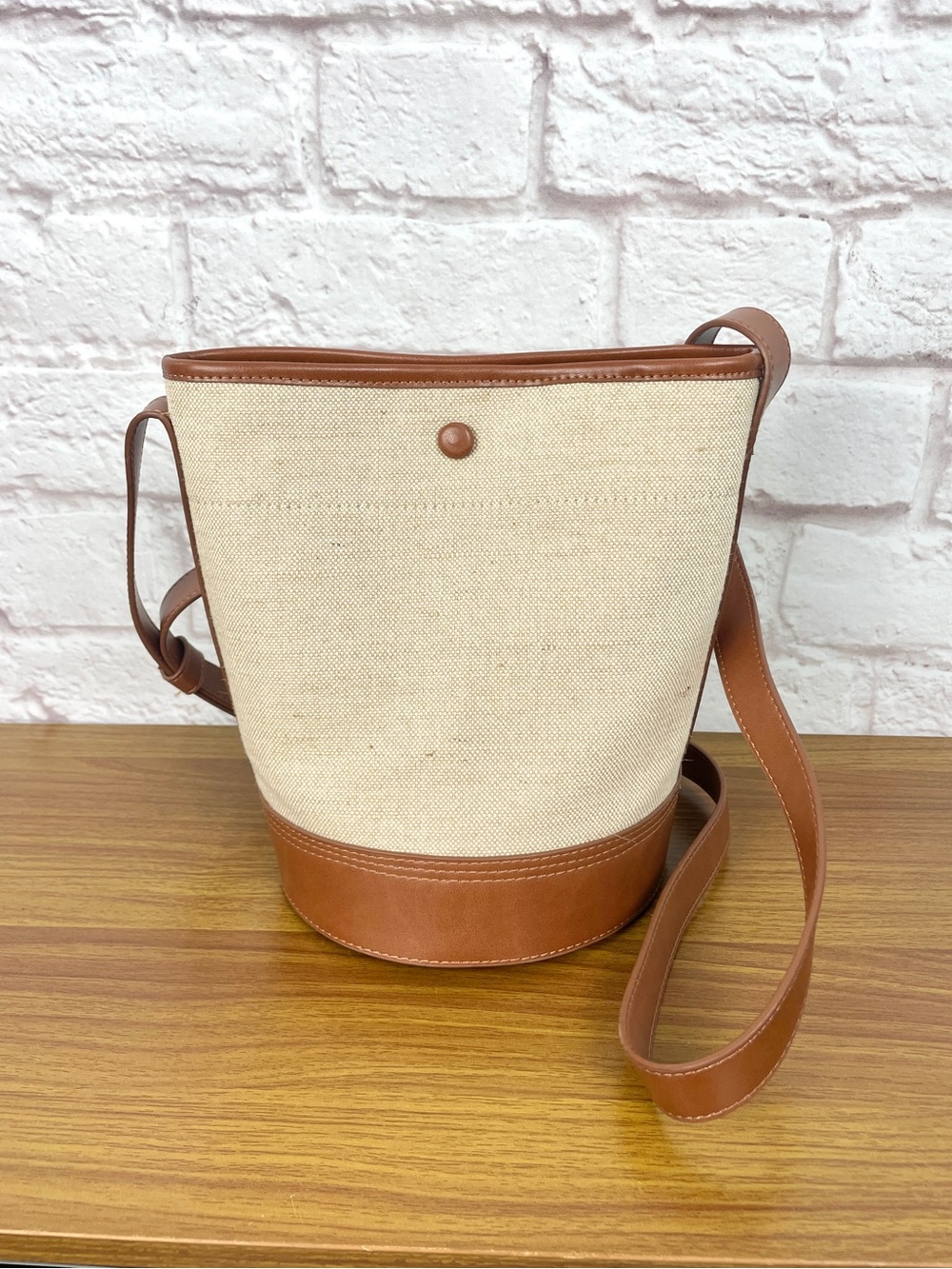 J. Crew Canvas & Faux Leather Bucket Bag